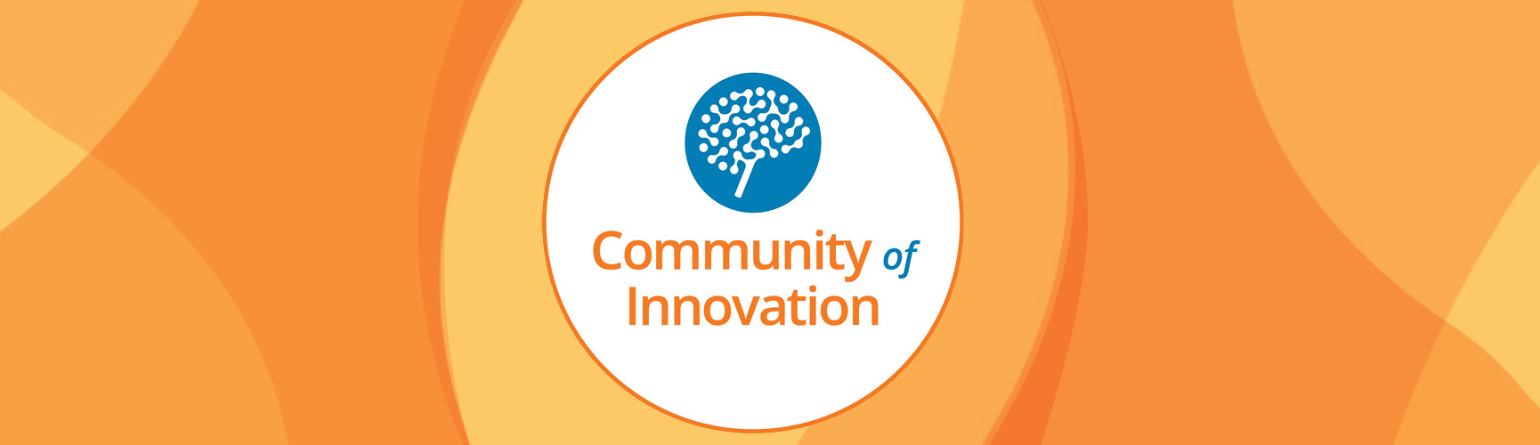 CABHI's Community of Innovation podcast logo surrounded by orange swirls