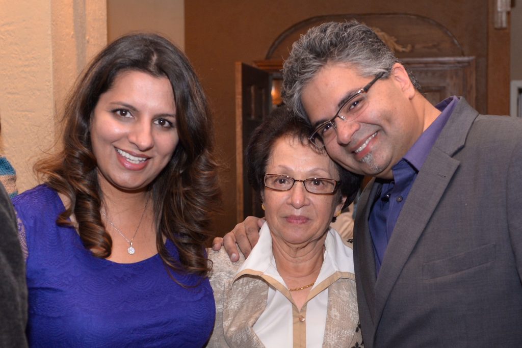 Karim Munjee with his wife Shafreen and mother Sherbanu