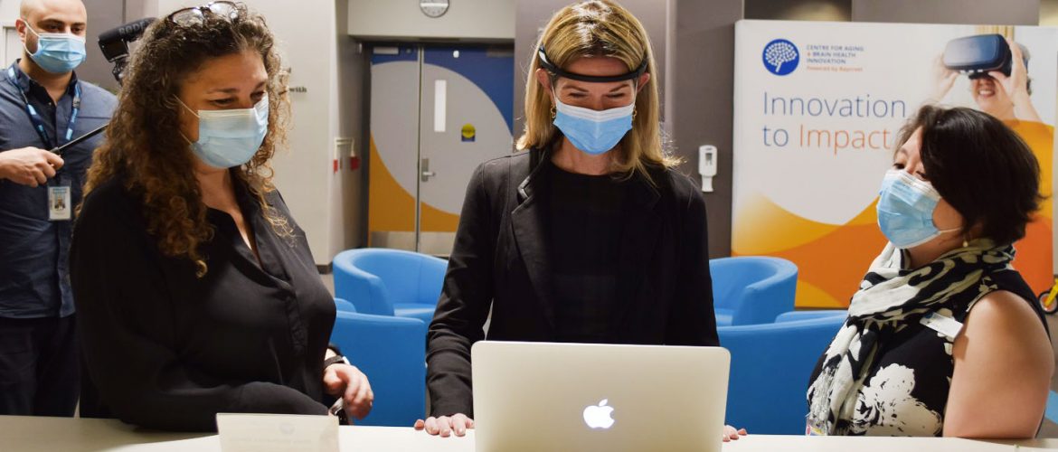 Minister Jill Dunlop using a brain sensing headband